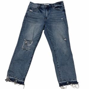 Vervet Women Distressed  Light Wash Denim High Rise Mom Jeans Size 30. OLI-